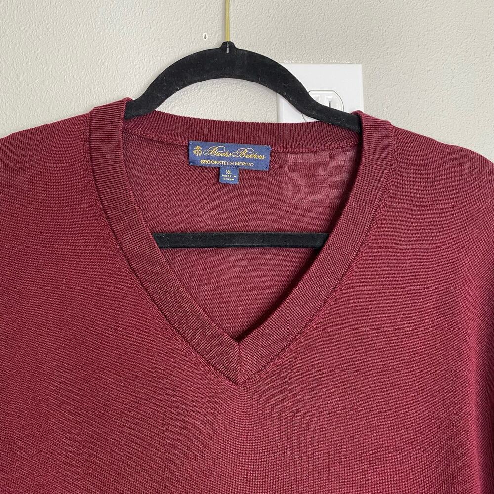 Brooks Brothers Red Burgundy Merino Wool Sweater XL - Picture 2 of 8